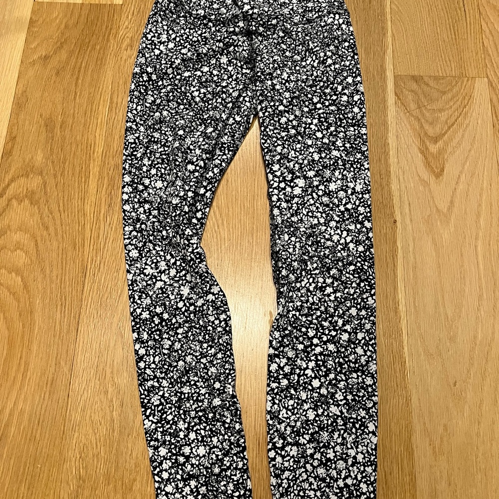 lululemon athletica Black and White Floral Leggings